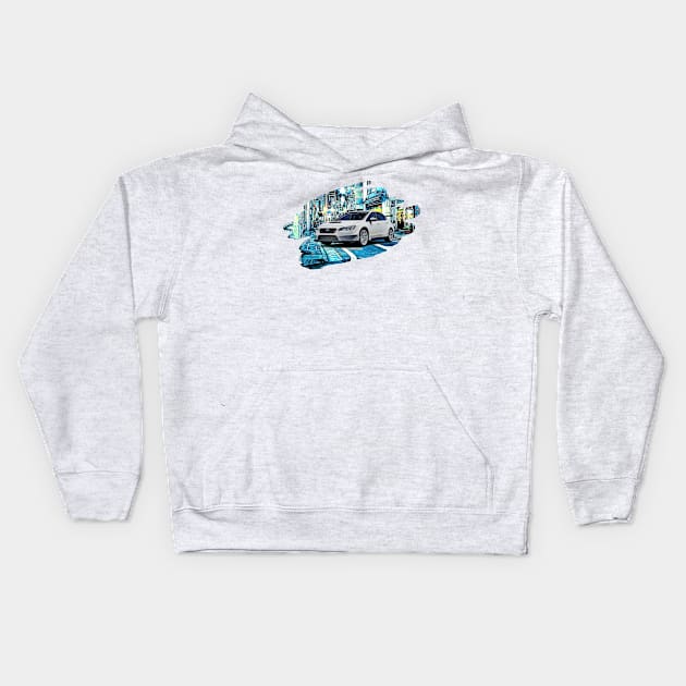 WRX STI Tokyo Night Print Kids Hoodie by Auto-Prints